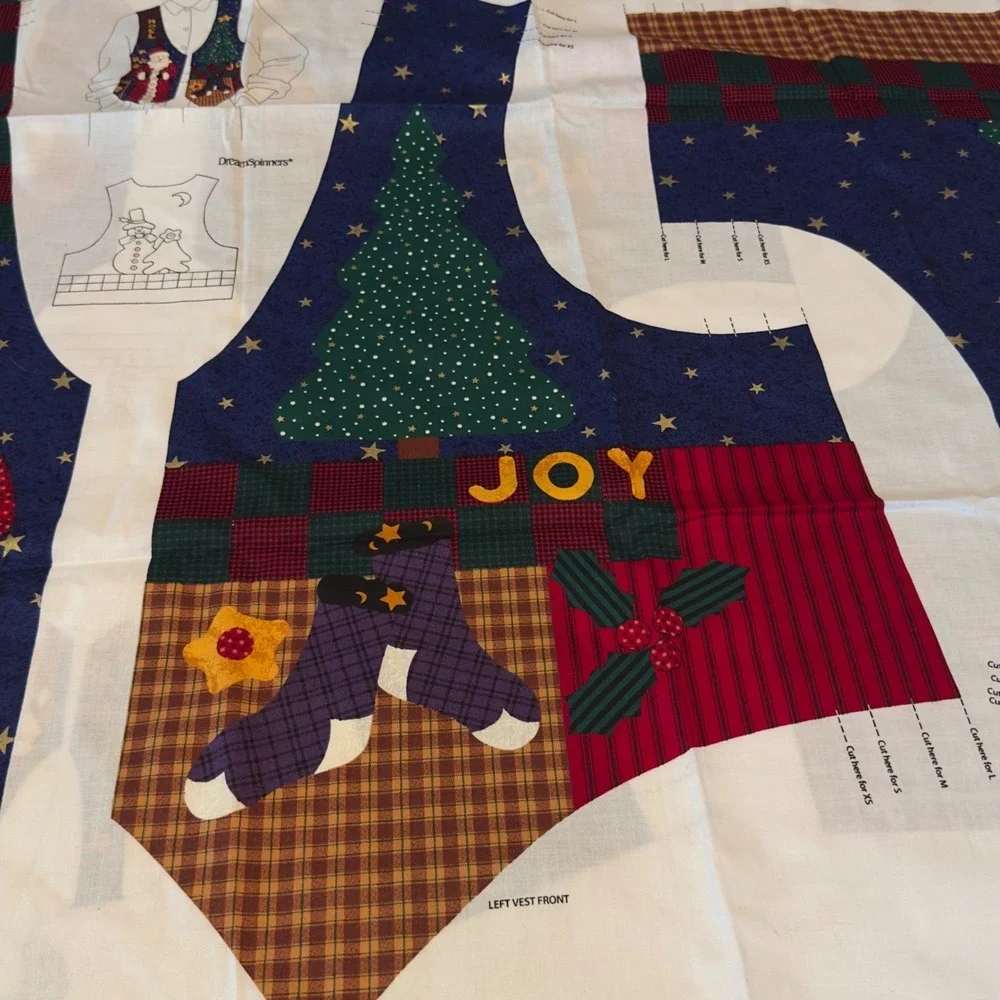 Set of 3 Dream Spinners Christmas Vest Fabric Panel DIY Sewing Pattern XS-L